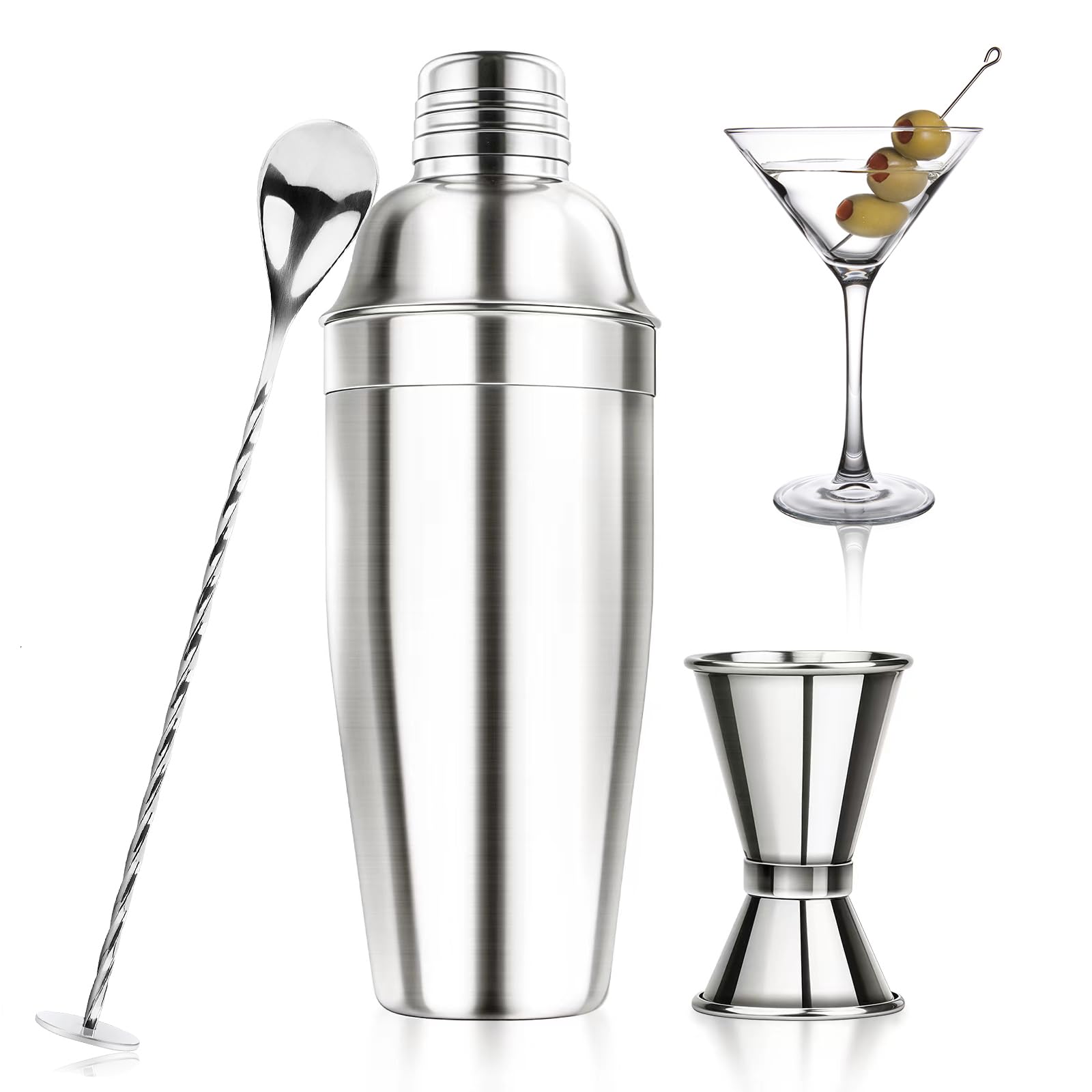 Ohtomber 24OZ Cocktail Shaker Set - Cocktail Bar Martini Drink Shaker Set with Strainer, Stainless S