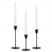 Ohtomber Taper Candle Candlestick Holders - 3PCS Black Metal Pillar Candle Sticks Holder Decor, Vintage Decorative Centerpiece Table Candlesticks Decor for Wedding Fireplace Mantel, Housewarming Gift
