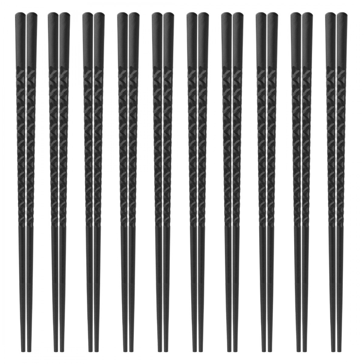Ohtomber Black Fiberglass Chopsticks Reusable - 10 Pairs 9.5 Inch Chop Sticks Pack Reusable Dishwash