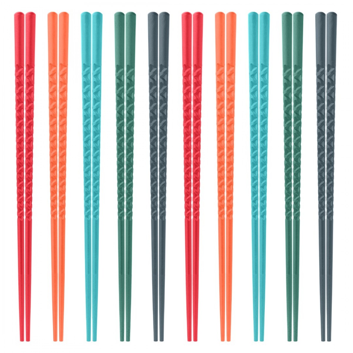 Ohtomber 10 Pairs Chopsticks Reusable - 9.5 Inch Fiberglass Chopsticks Dishwasher Safe, Japanese Sty