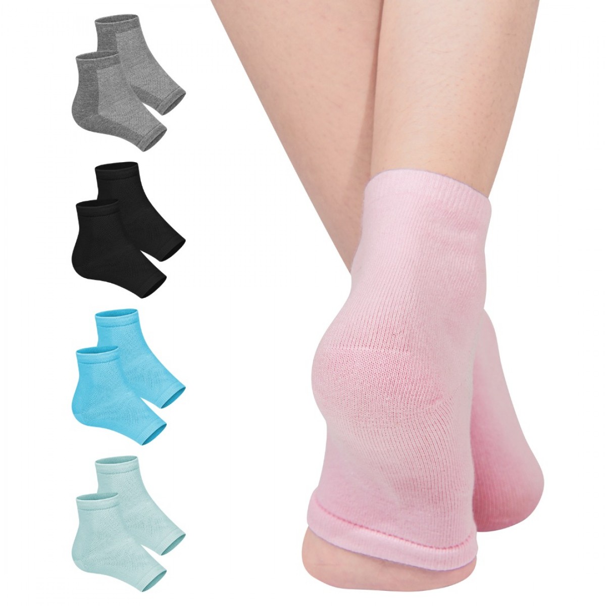 Cracked Heel Treatment Repair Socks - Ohtomber 5 Pairs Heel Softener Socks for Dry Cracked Feet Heel