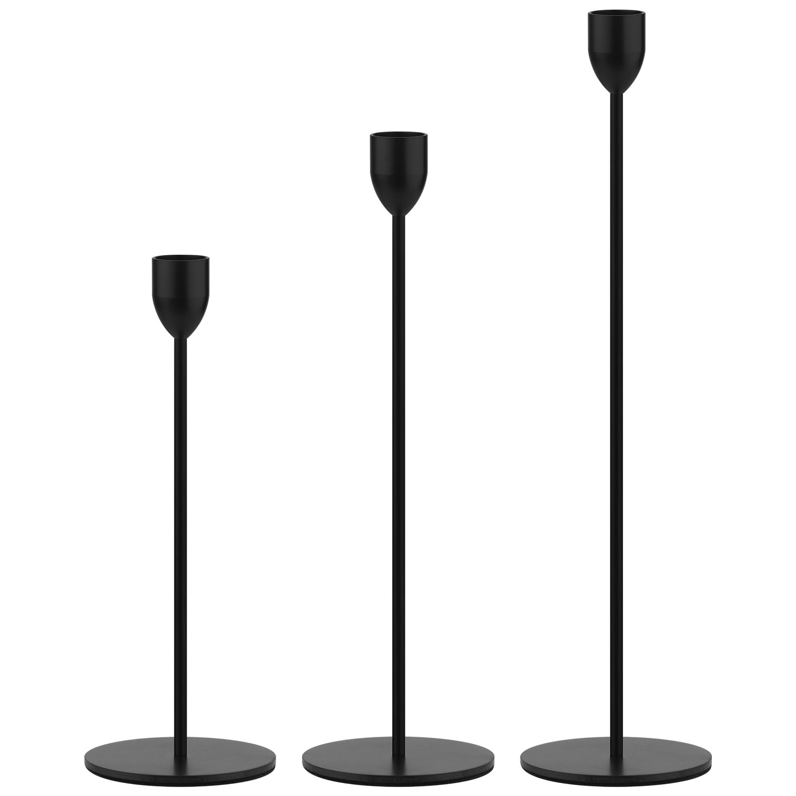 Ohtomber Matal Black Candle Holder - 3PCS Candlestick Holders, Candle Sticks Holder Decor for Pillar