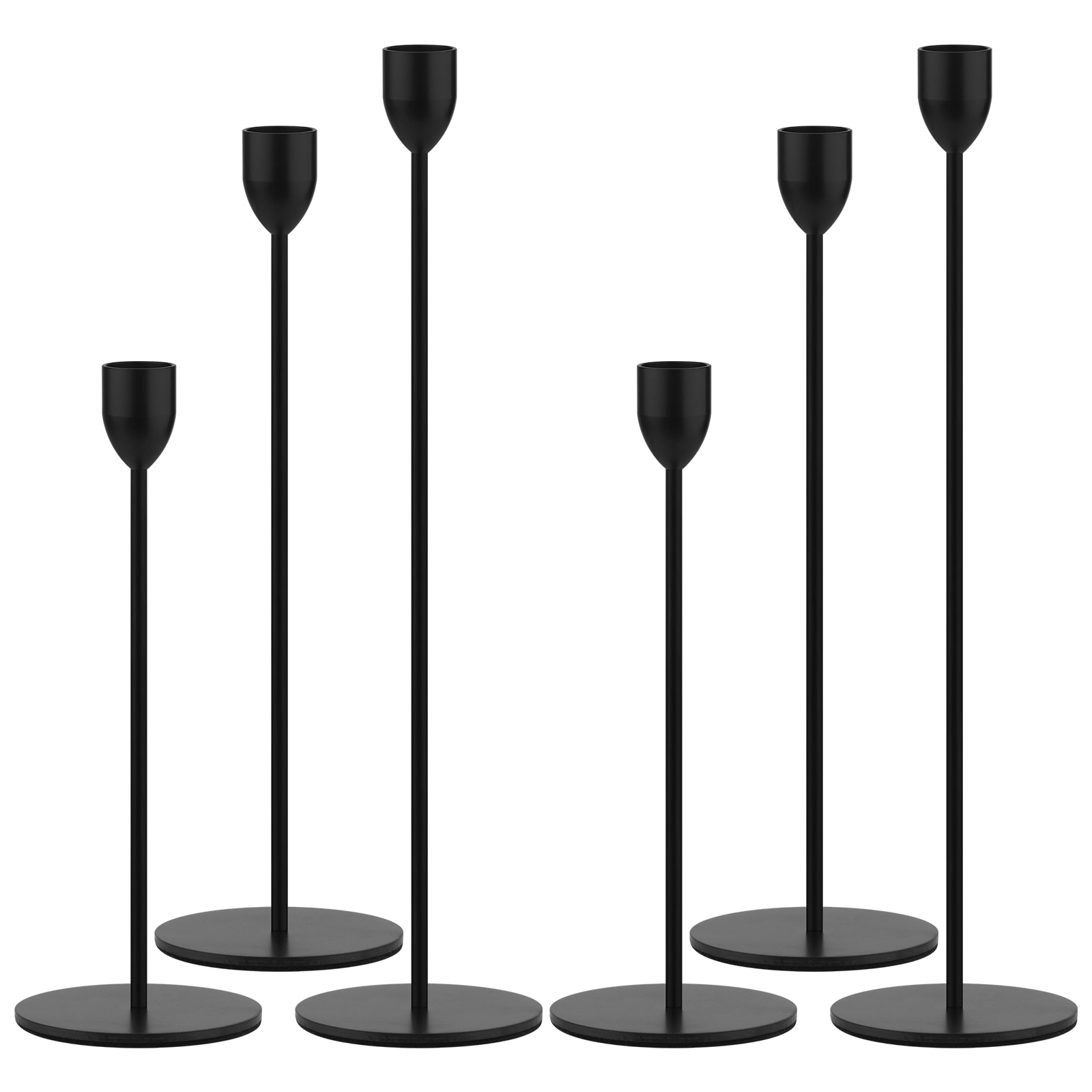 Ohtomber Black Taper Candle Holders - 6P