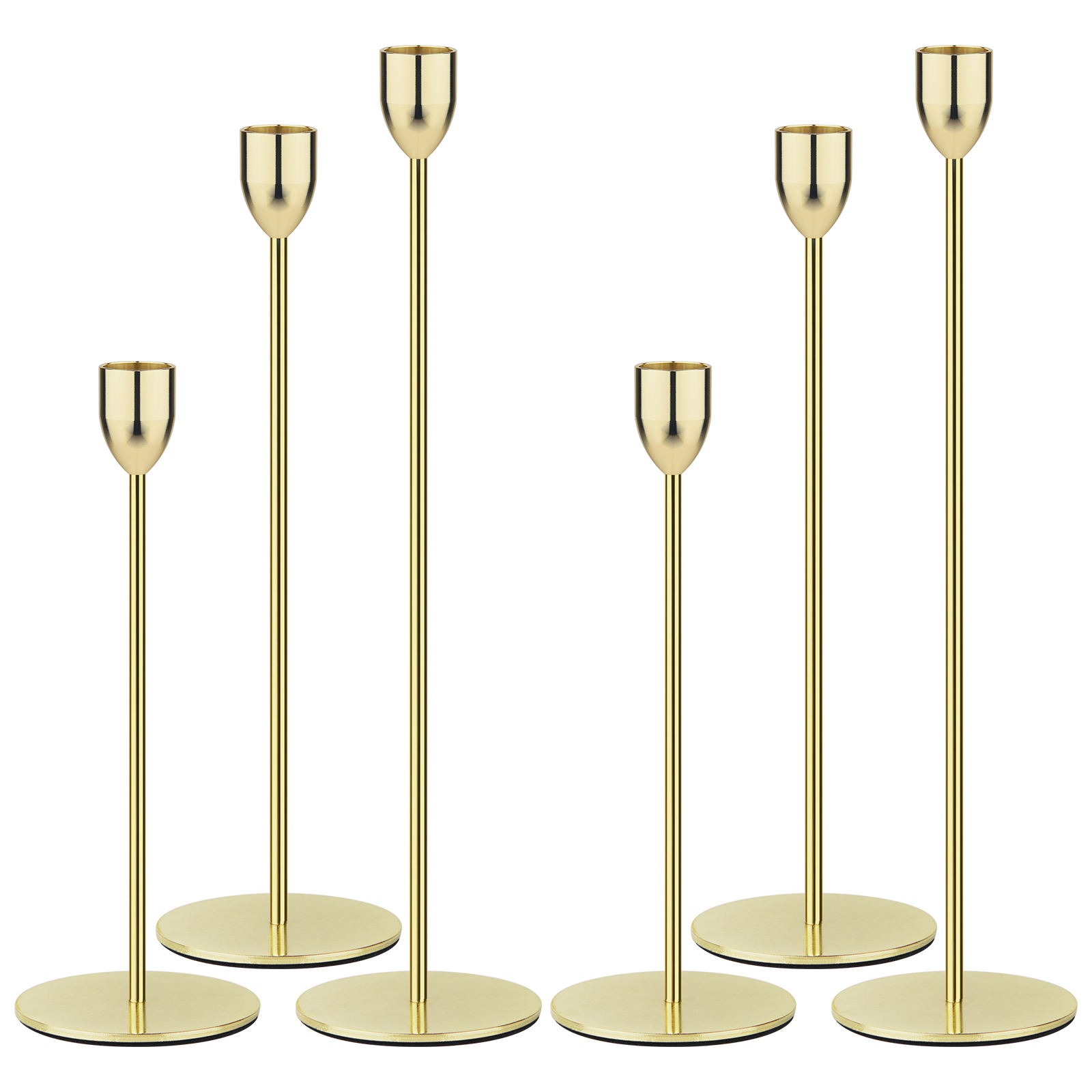 Ohtomber Gold Taper Candle Holders - 6PC